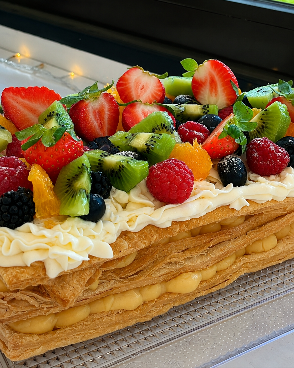 Tarta de Hojaldre con frutas (RINDE DE 6 A 8 PORCIONES)